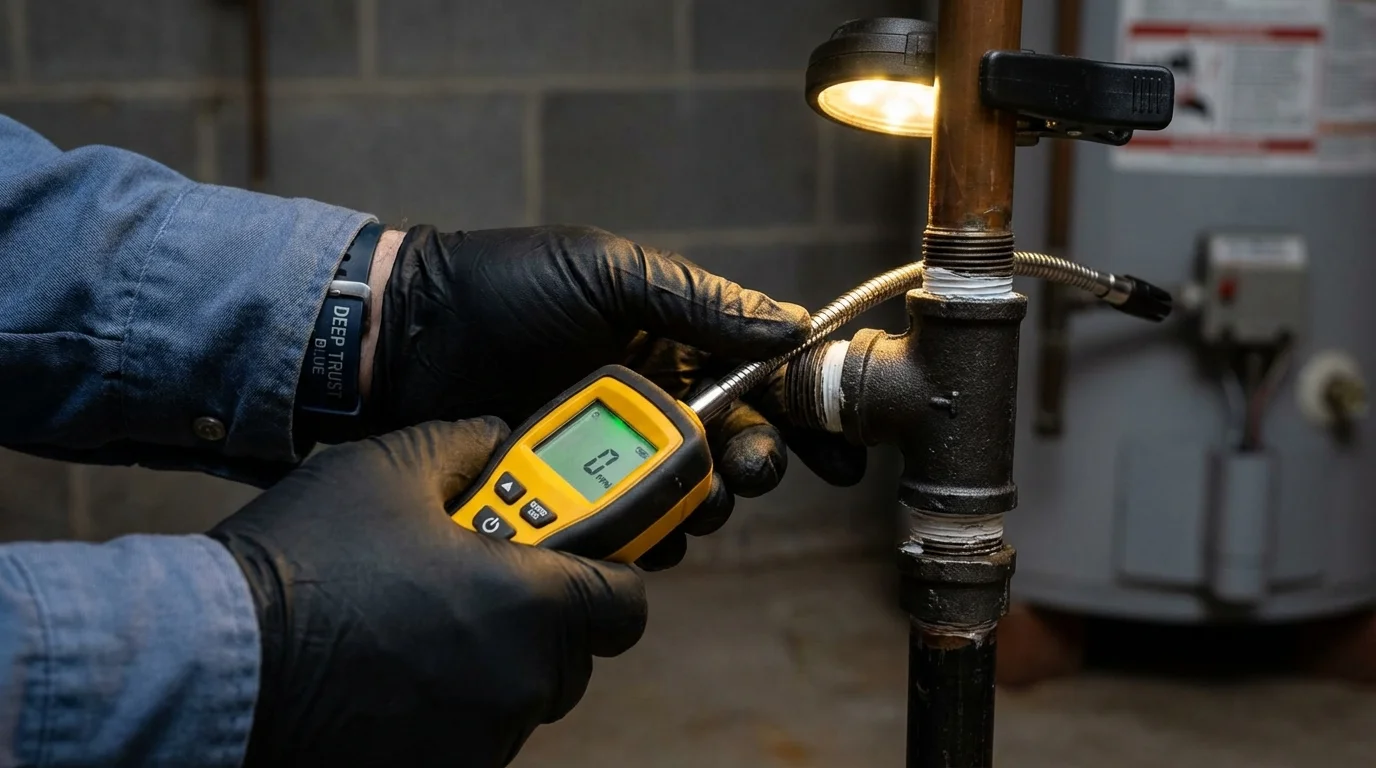 Gas leak detection with electronic sniffer by Johns Plumbing LLC in Smith Center